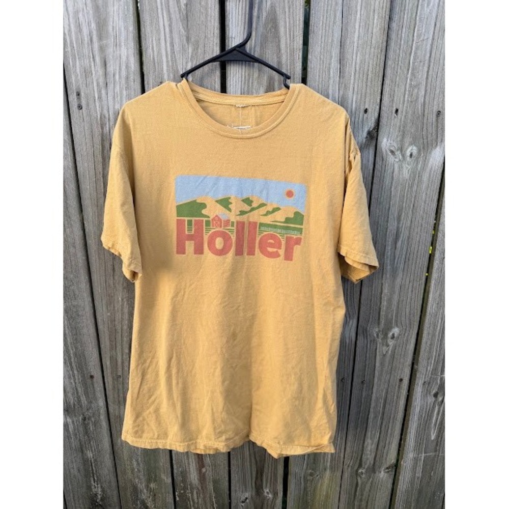 Gorpcore Appalachian New Frontier Holler T-Shirt Large Yellow Mountain Graphic